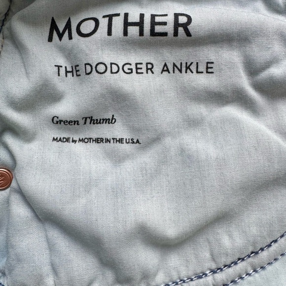 MOTHER Blue Straight Leg Jeans with Cherry Embroidery - Picture 7 of 11